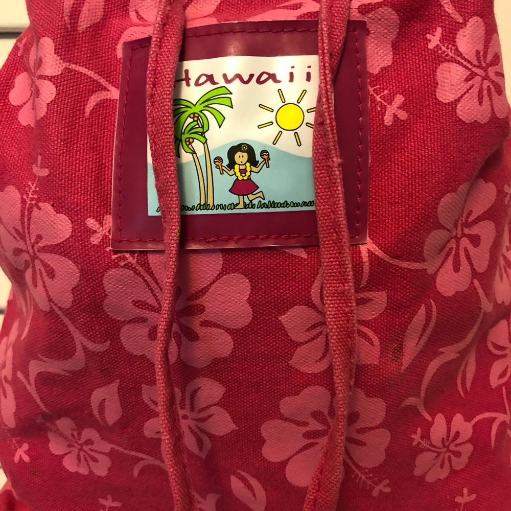 Girl’s pink tropical pattern beach backpack - Picture 6 of 7